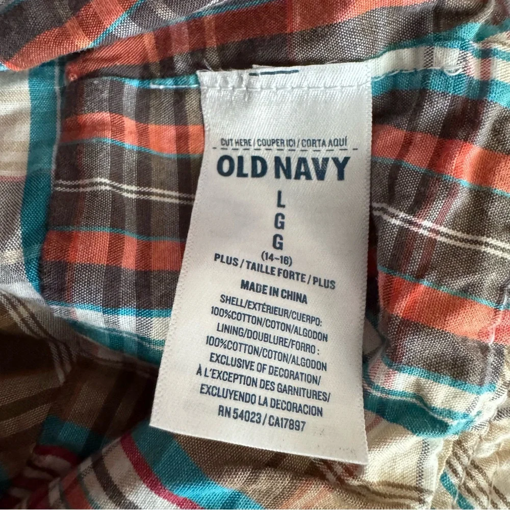 Old Navy Kids Bucket Hat Reversible Orange & Brown Plaid Size Large